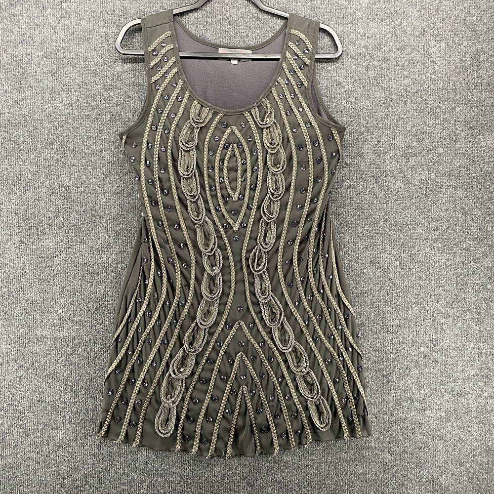 Pretty Angel Dress Womens S Gray Silk Blend Bodycon Fitted Mini Party Festival